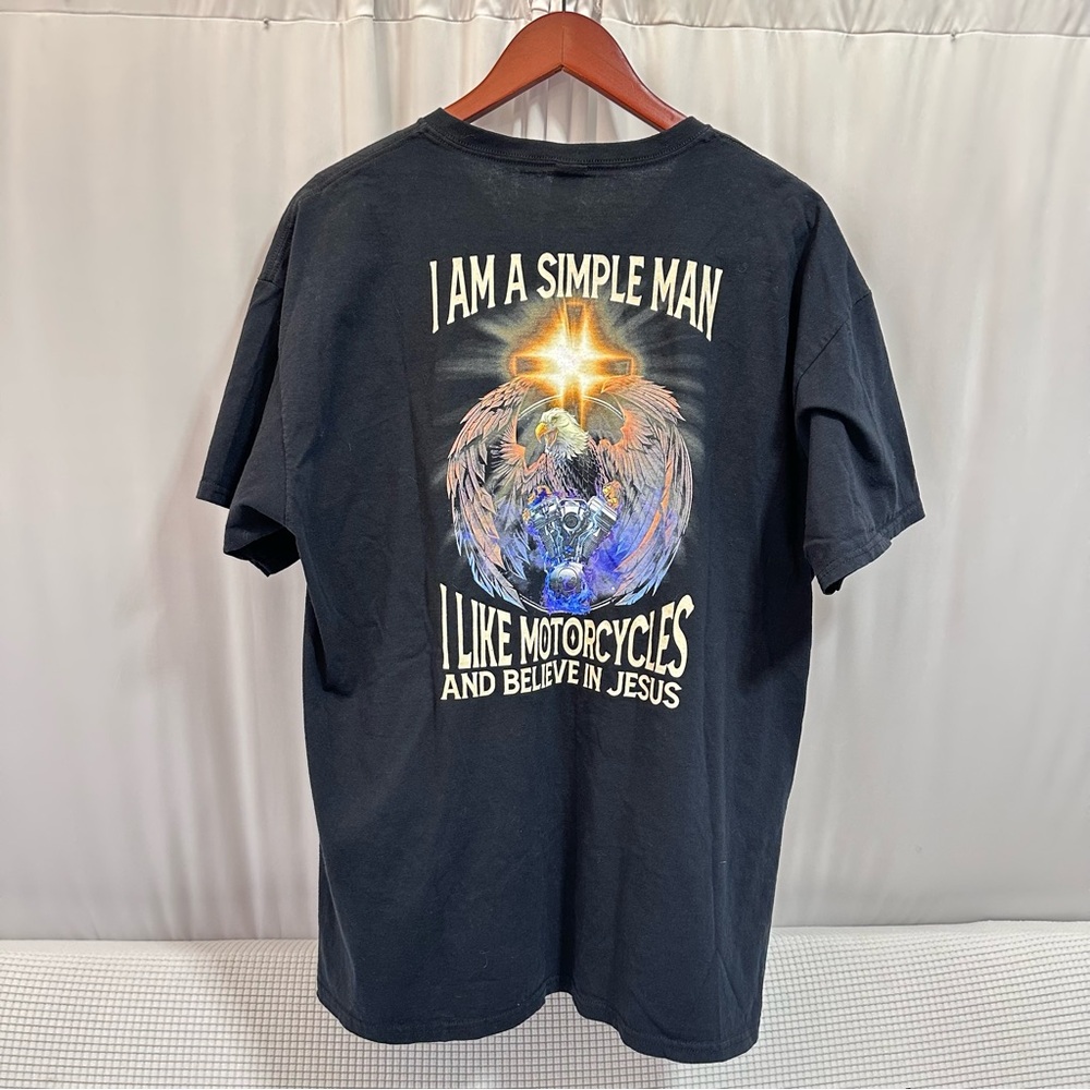 Fruit of the Loom Black Motorcycle Graphic Tee